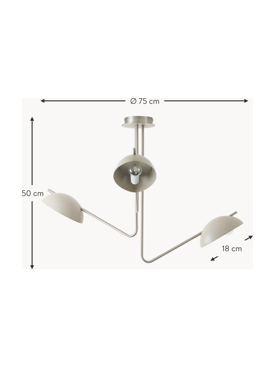 Grosse Retro-Deckenleuchte Johan, Baldachin: Metall, gebürstet, Silberfarben, Hellbeige, Ø 75 x H 50 cm