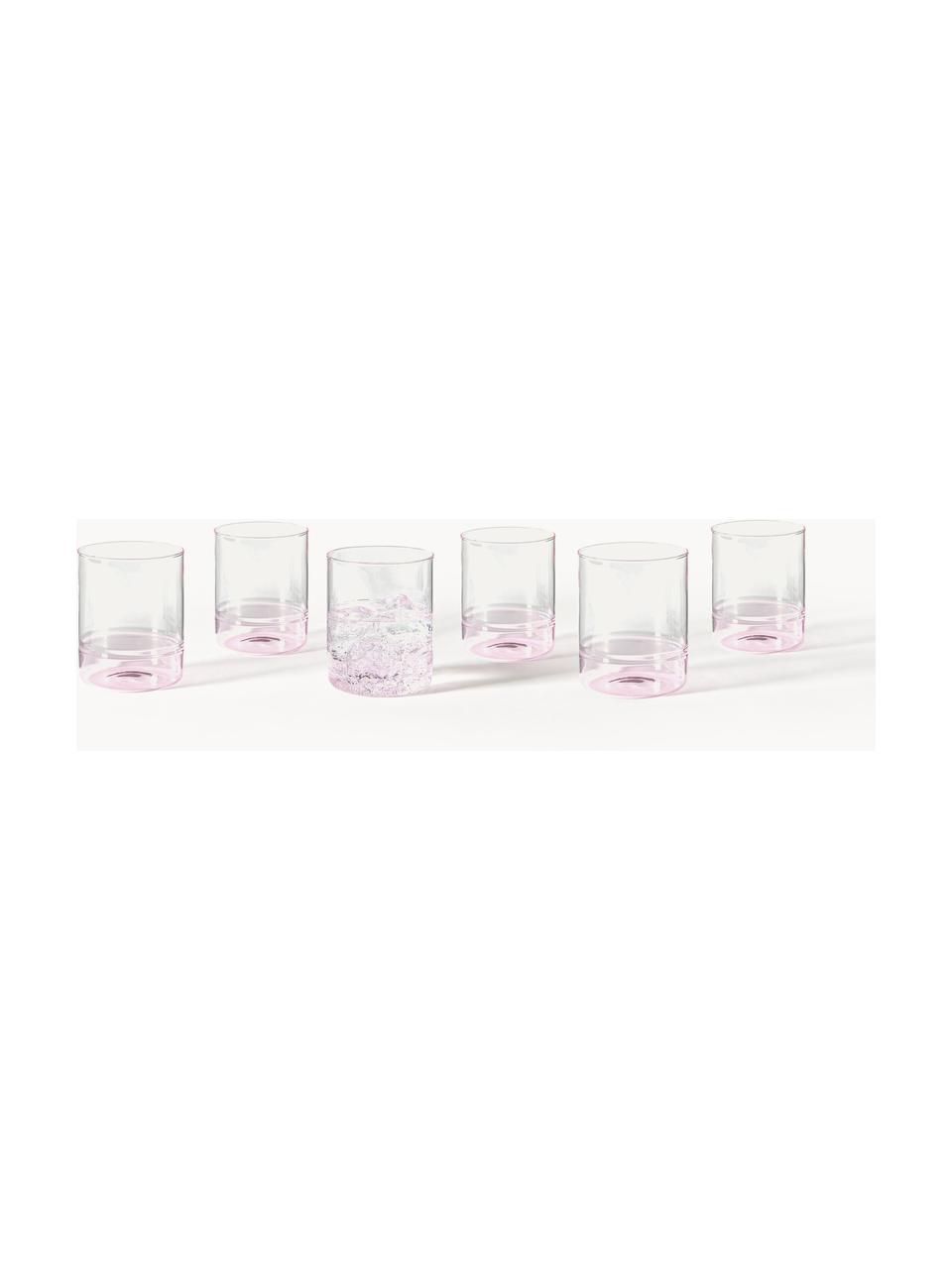 Bicchieri per acqua in vetro soffiato Kiosk 6 pz, Vetro, Rosa chiaro, Ø 8 x Alt. 10 cm, 380 ml