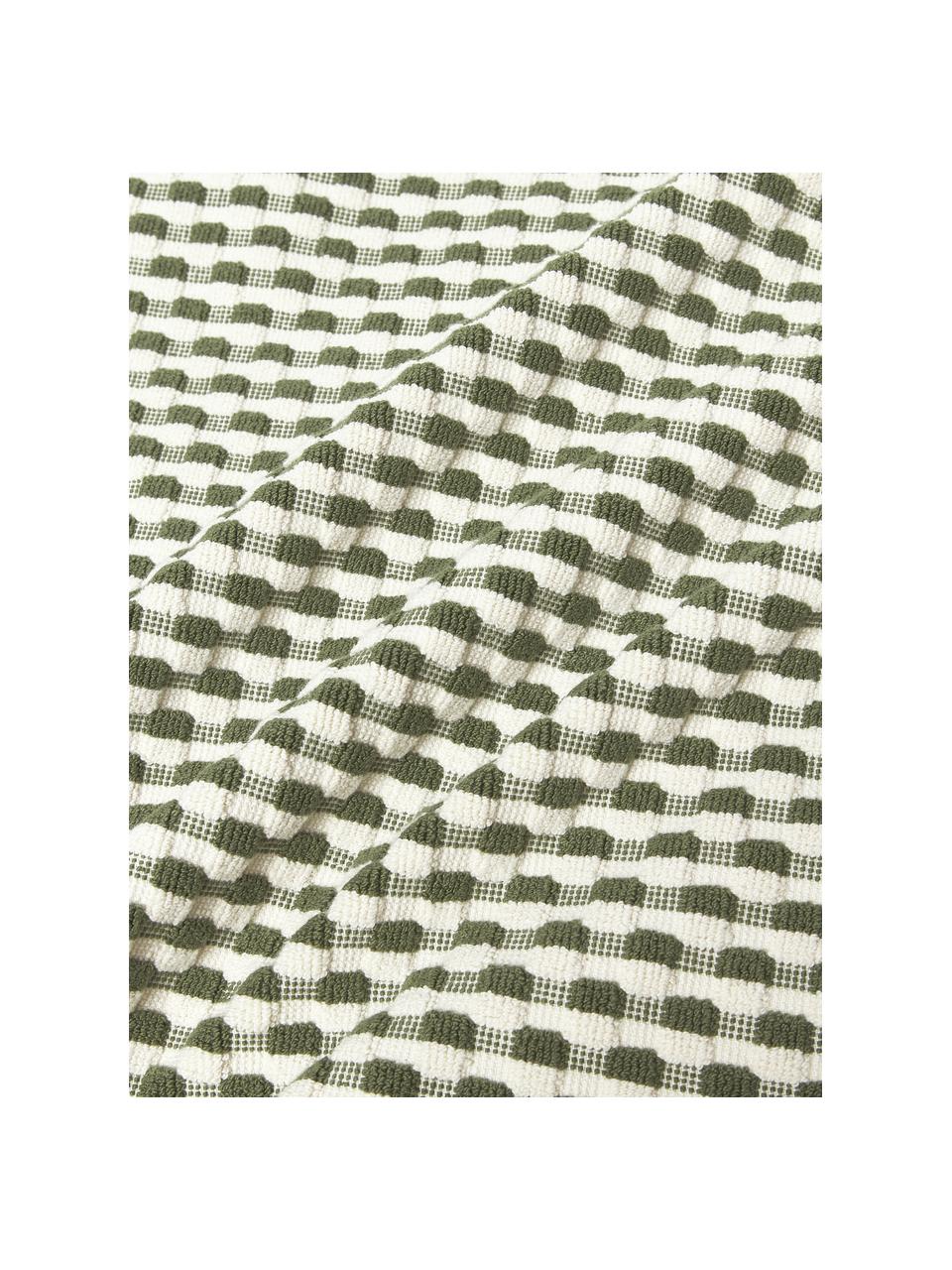 Serviette de toilette texturée Junipe, tailles variées, Blanc cassé, vert, Serviettes de toilette, larg. 50 x long. 100 cm, 2 pièces