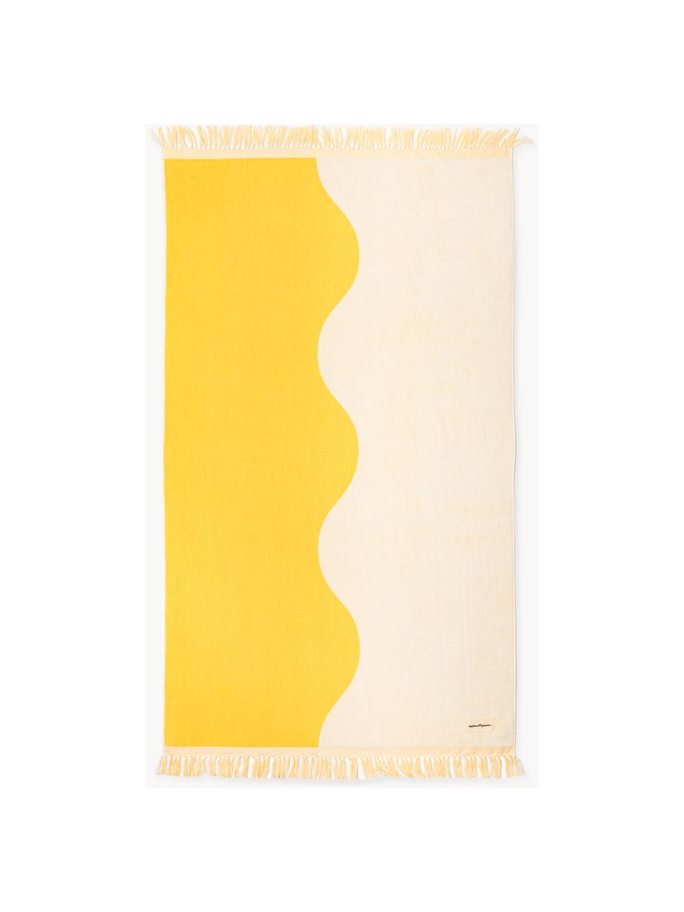 Telo mare Holiday, 100% cotone, Beige chiaro, giallo acceso, Larg. 80 x Lung. 168 cm