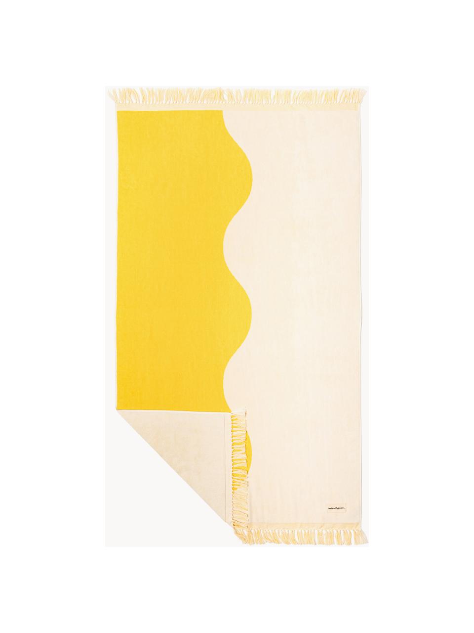 Telo mare Holiday, 100% cotone, Beige chiaro, giallo acceso, Larg. 80 x Lung. 168 cm