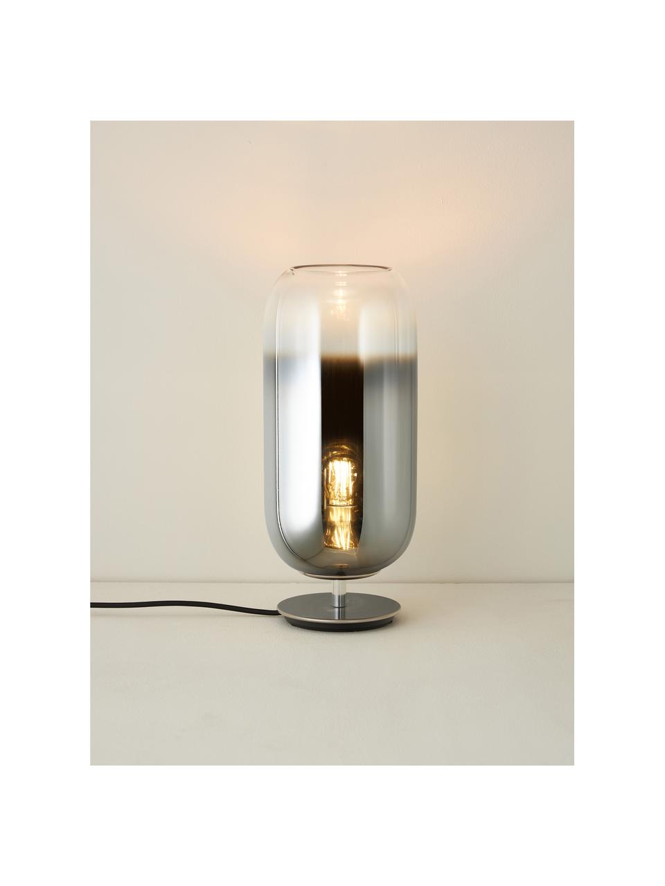 Lampe à poser soufflée bouche Gople, tailles variées, Argenté, Ø 21 x haut. 49 cm