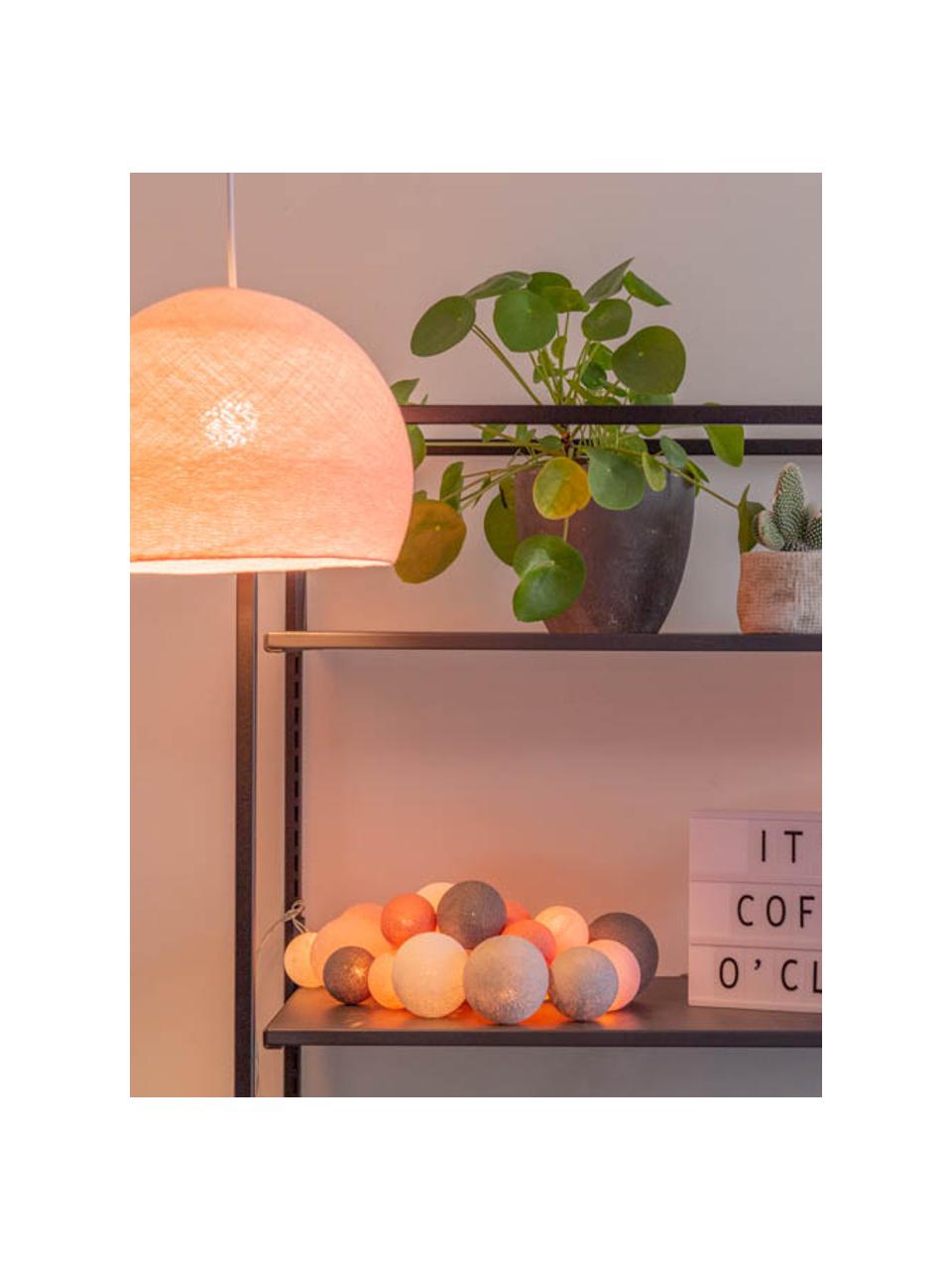 LED Lichterkette Moodi, Lampions: Polyester, Rosatöne, Grautöne, Weiß, L 264 cm