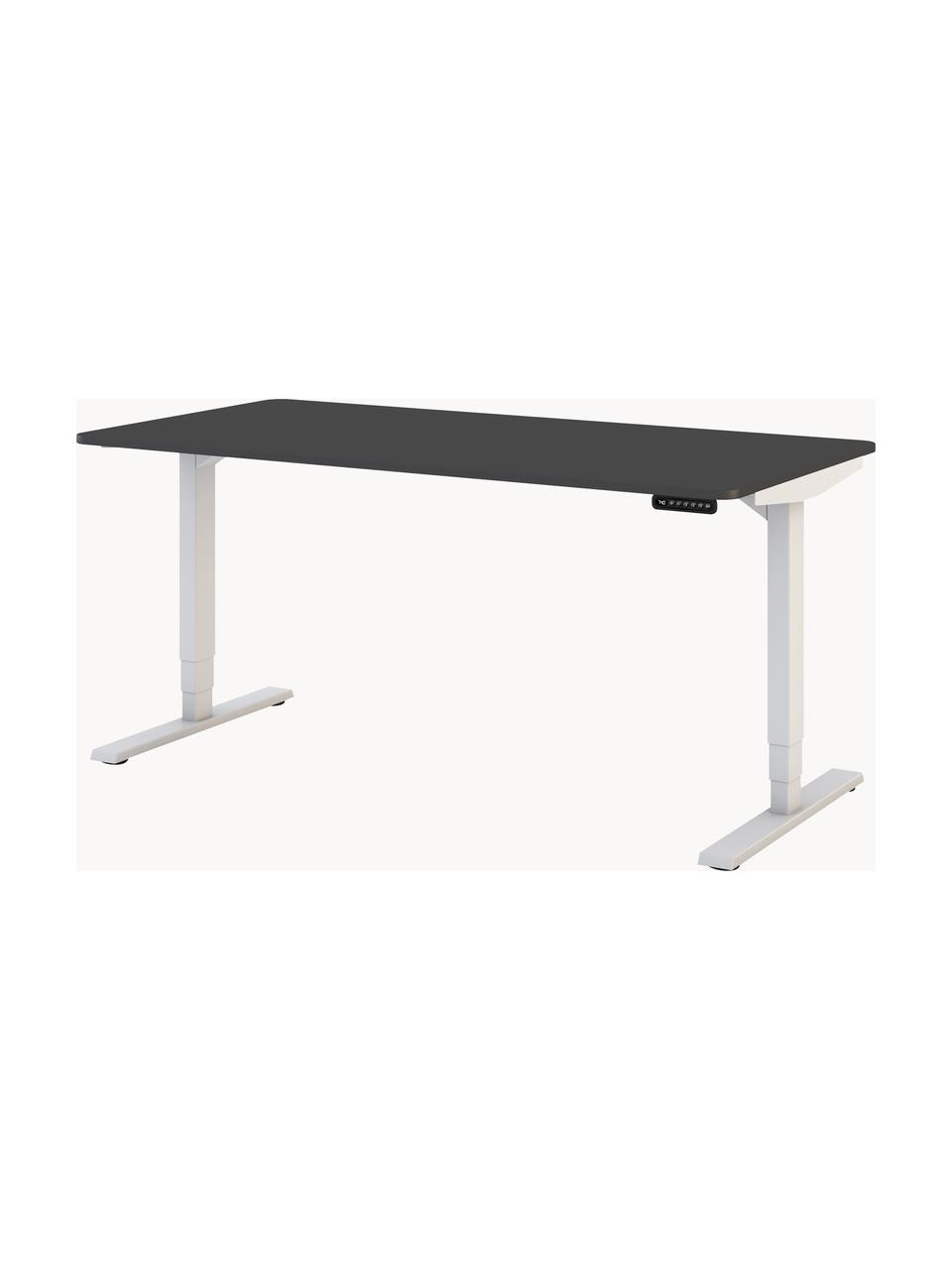 Höhenverstellbarer Schreibtisch Y-Line, Gestell: Metall, pulverbeschichtet, Tischplatte: Spanplatte, melaminharzbe, Anthrazit, Weiß, B 160 x T 80 cm