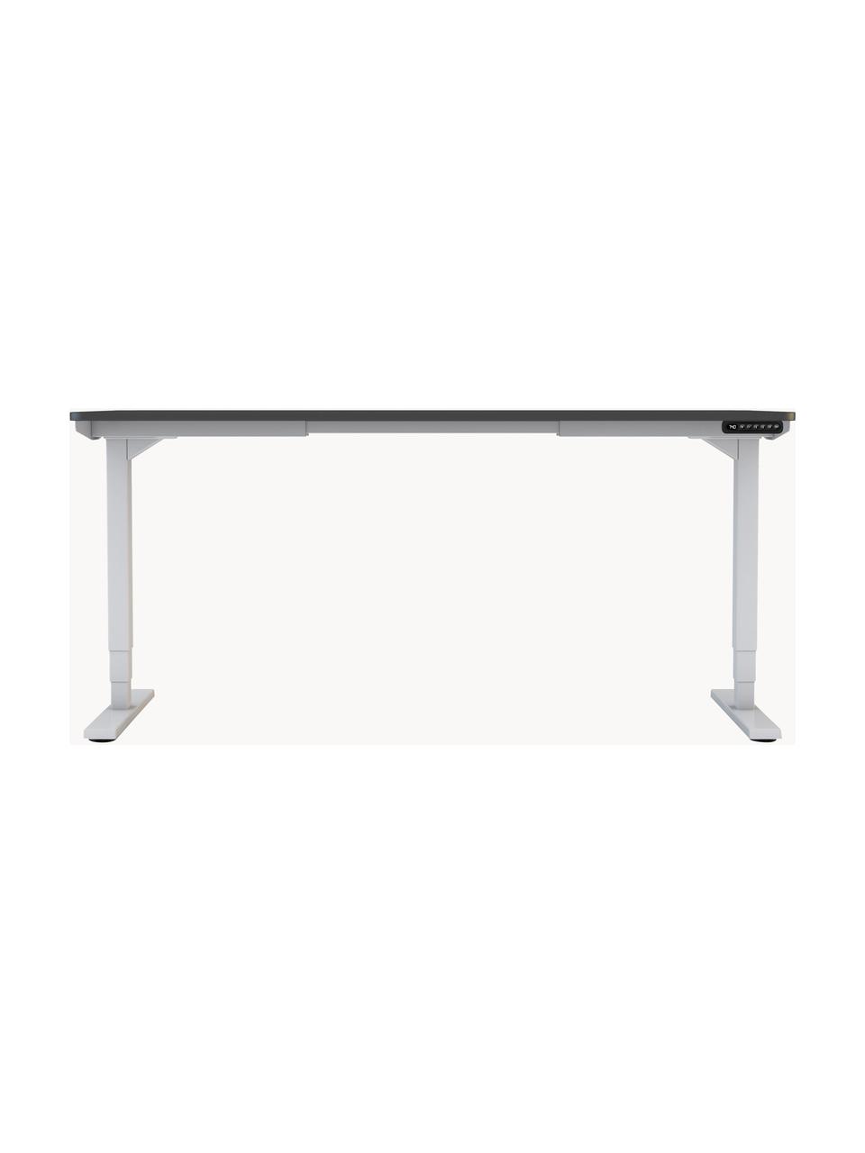 Höhenverstellbarer Schreibtisch Y-Line, Gestell: Metall, pulverbeschichtet, Tischplatte: Spanplatte, melaminharzbe, Anthrazit, Weiß, B 160 x T 80 cm