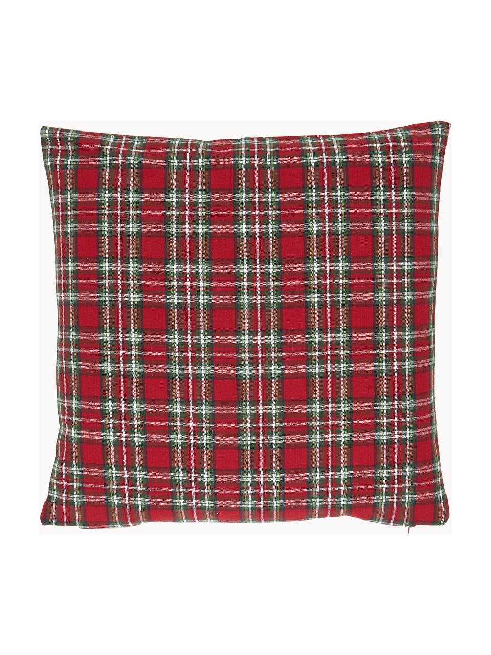 Housse de coussin 45x45 Noël Stirling, 100 % coton, Beige clair, rouge, vert foncé, larg. 45 x long. 45 cm