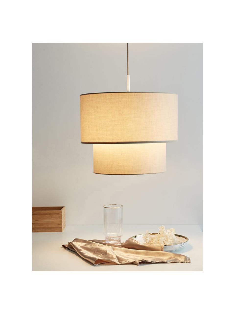 Lámpara de techo Soft Shine, Pantalla: tela, Anclaje: metal recubierto, Cable: cubierto en tela, Beige, Ø 32 x Al 25 cm