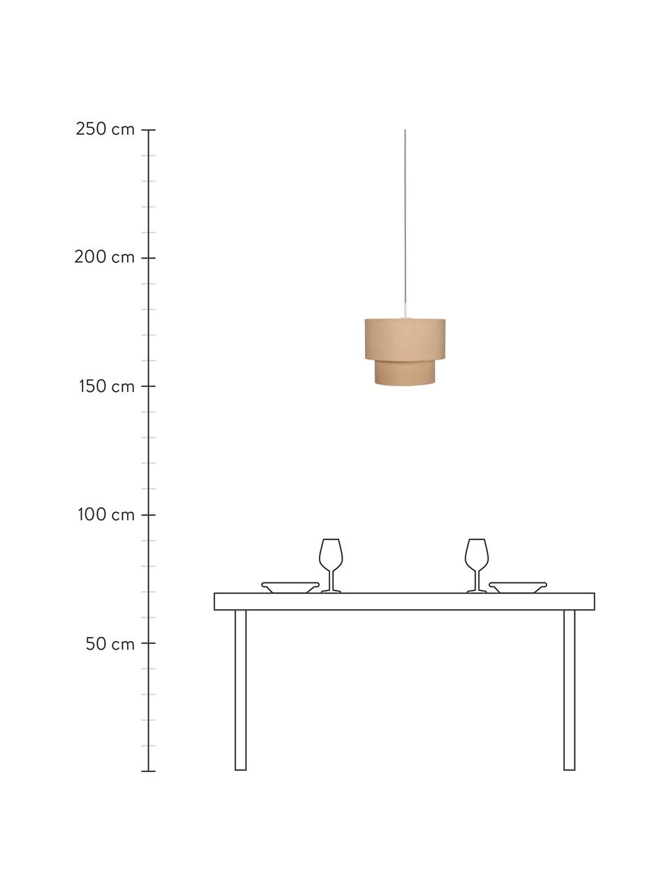 Lampada a sospensione beige Soft Shine, Paralume: tessuto, Baldacchino: metallo rivestito, Beige, Ø 32 x Alt. 25 cm