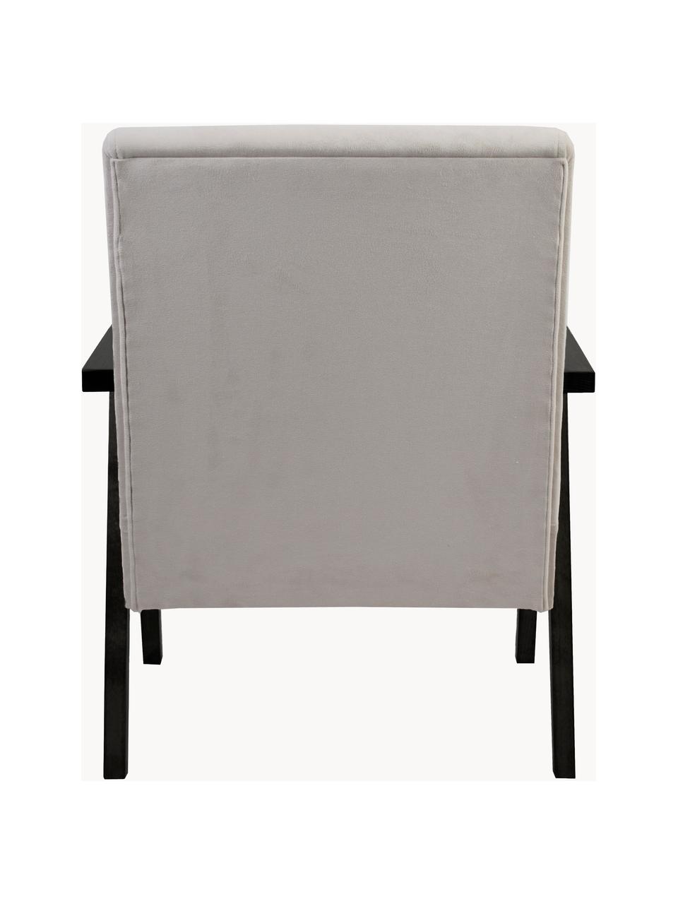 Zamatová stolička s opierkami Victoria, Zamatová béžová, drevo čierne lakované, Š 60 x H 69 cm