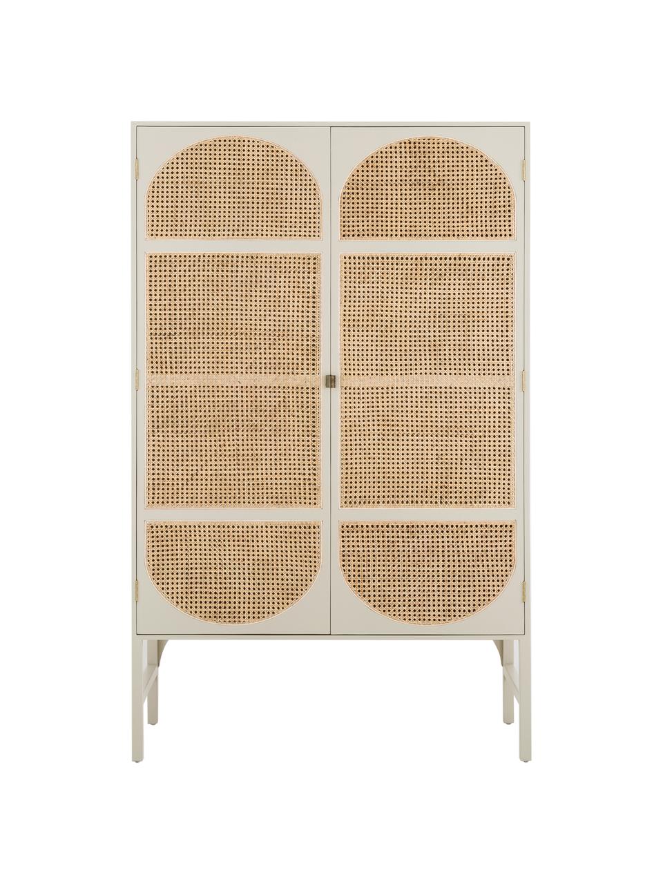 Credenza Retro, Maniglie: metallo rivestito, Grigio chiaro, Larg. 125 x Alt. 200 cm