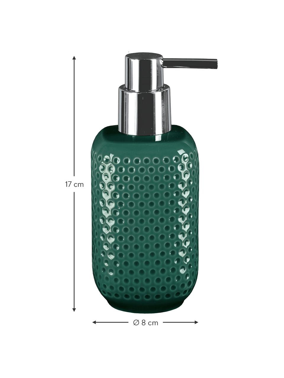 Dispenser sapone in gres Mila, Testa della pompa: metallo, Verde smeraldo, Ø 8 x Alt. 17 cm