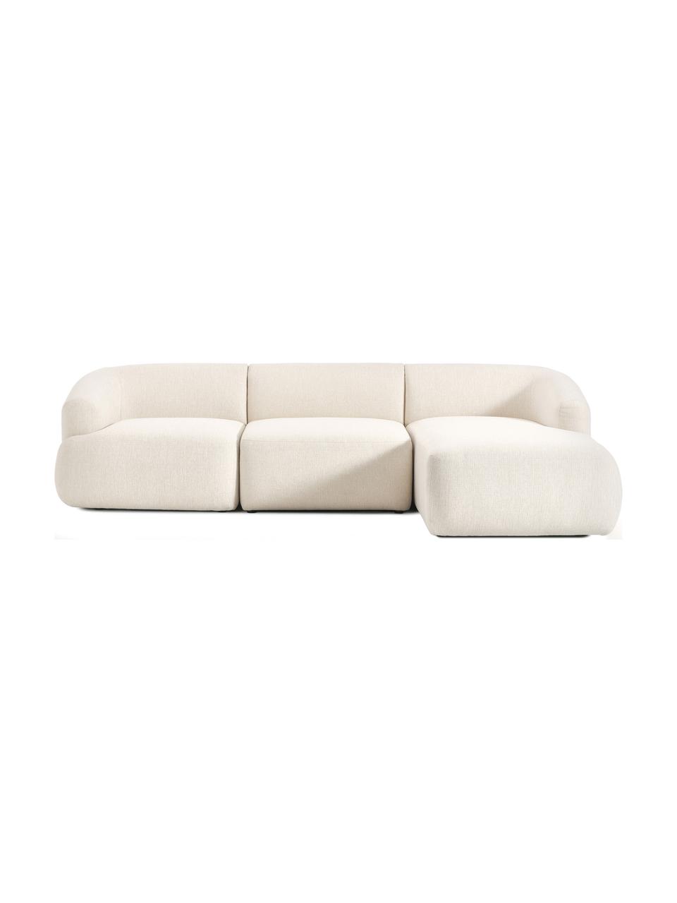 Modulares Ecksofa Sofia, Bezug: 100 % Polypropylen Der ho, Gestell: Fichtenholz, Spanplatte, , Füße: Kunststoff, Webstoff Cremeweiß, B 272 x T 160 cm, Eckteil rechts