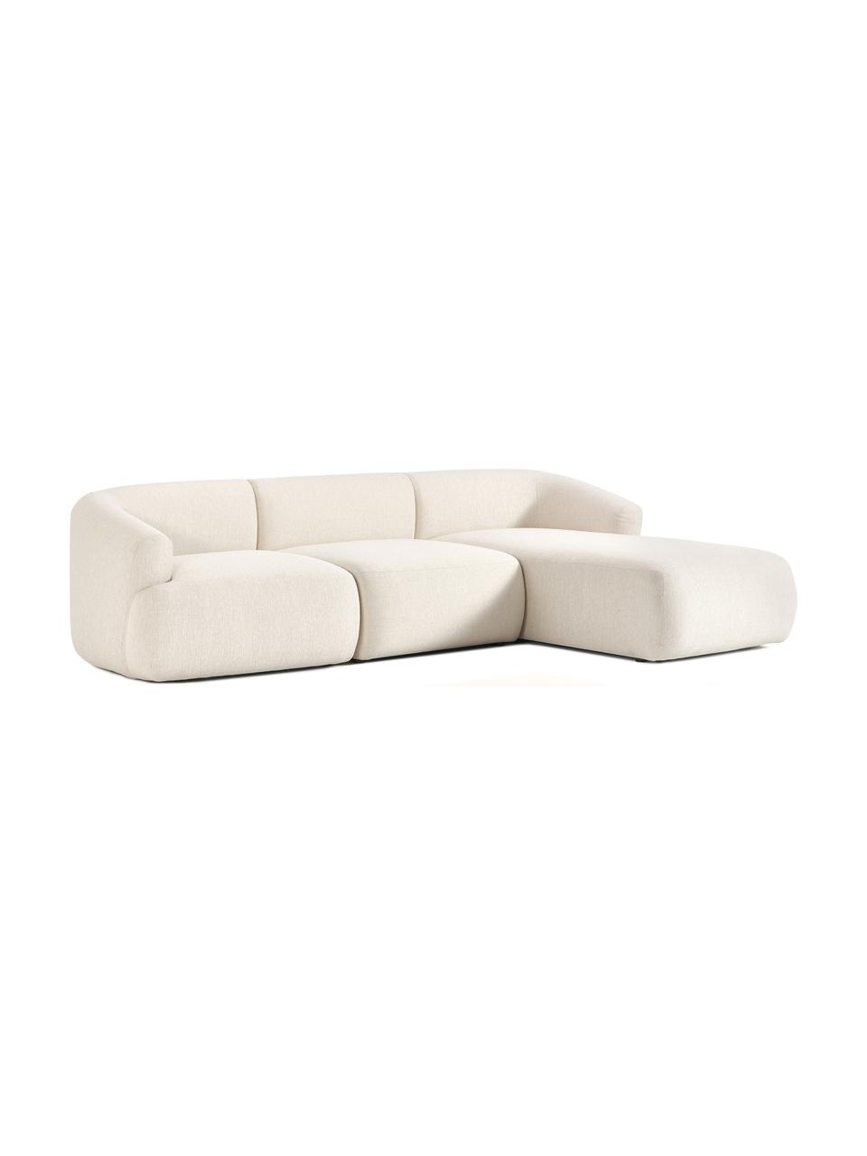 Sofá rinconera modular Sofia, Tapizado: 100% polipropileno Alta r, Estructura: madera de pino macizo, ag, Patas: plástico, Tejido blanco crema, An 272 x F 160 cm, chaise longue derecha
