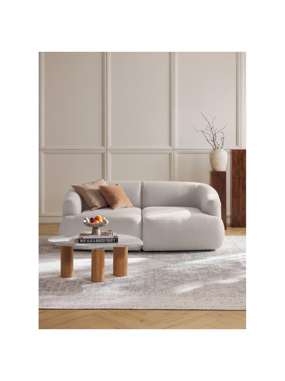 Narożna sofa modułowa Sofia (3-osobowa), Tapicerka: 100% polipropylen Dzięki , Stelaż: drewno świerkowe, płyta w, Nogi: tworzywo sztuczne, Kremowobiała tkanina, S 272 x G 160 cm, lewostronna