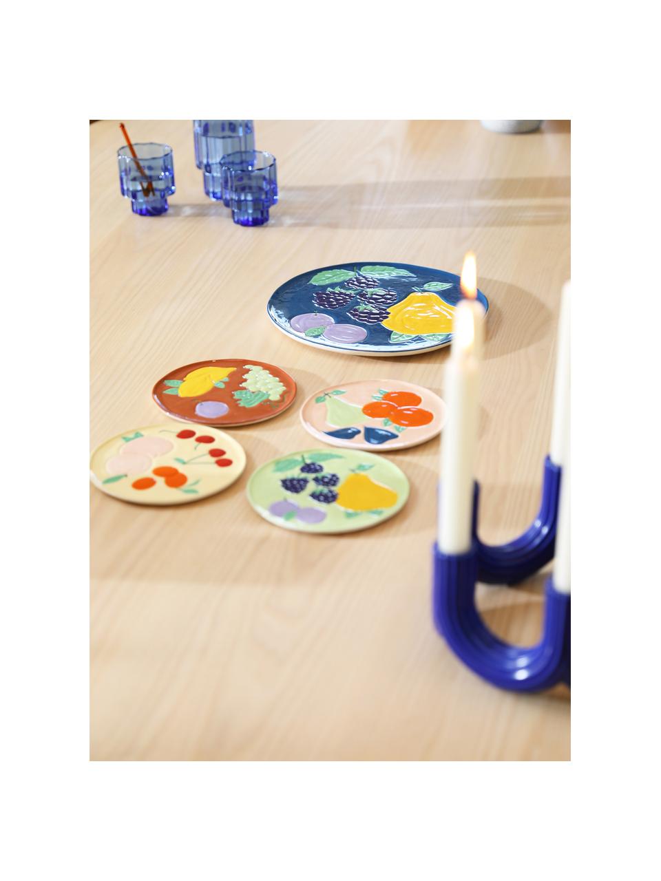 Set 4 piatti da colazione in dolomite Fruitful, Dolomite, smaltata, Multicolore, Ø 16 cm