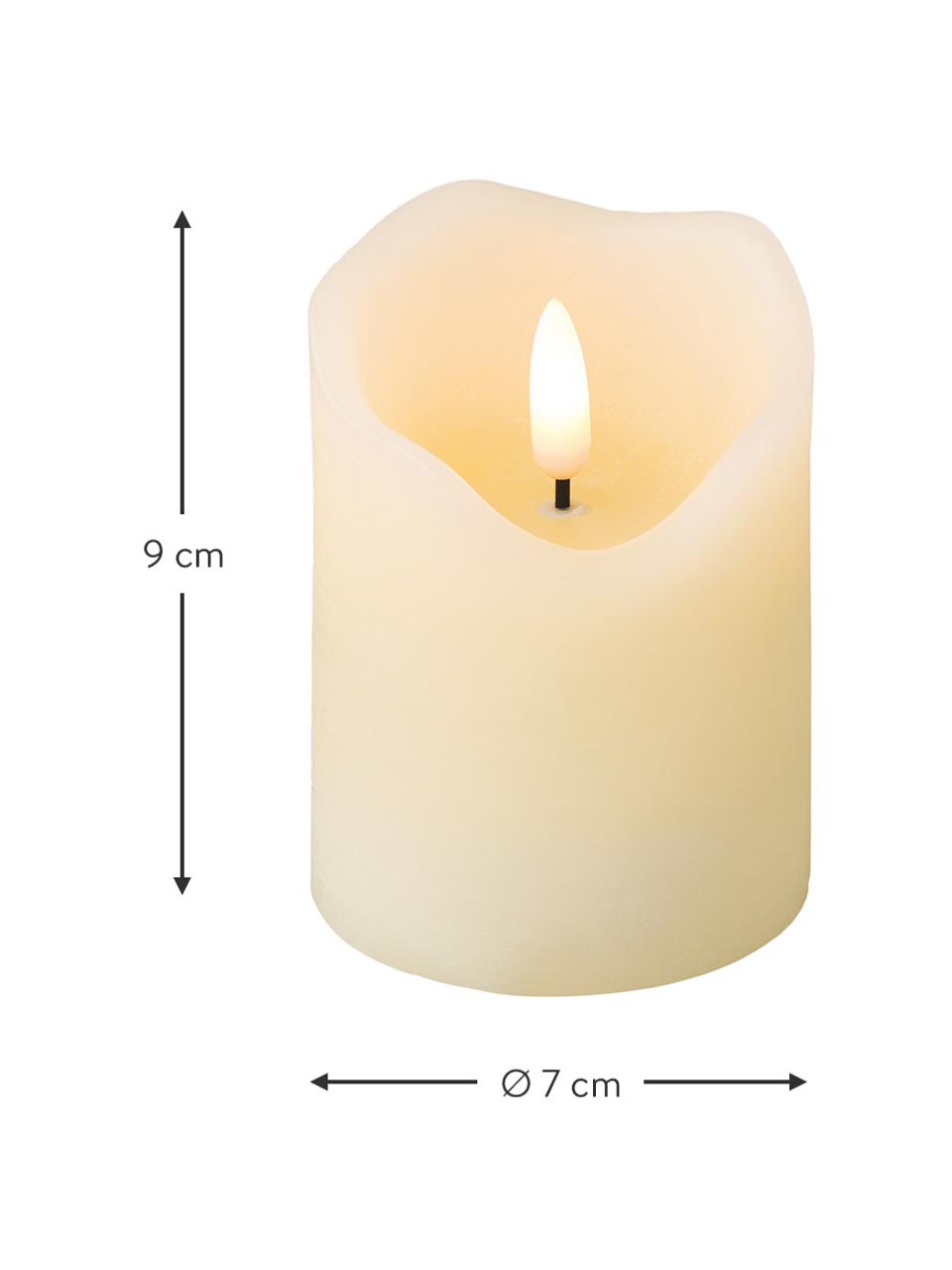 LED-Kerzen Bona aus Wachs, 2 Stück, Cremeweiß, Cremeweiß, Ø 7 cm, H 9 cm