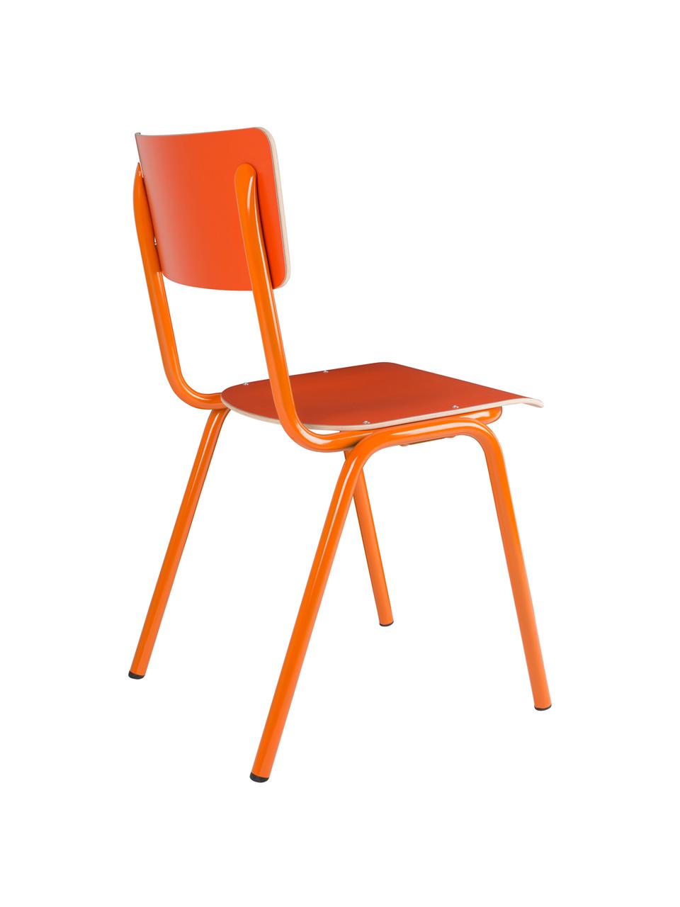 Sedia da pranzo Back to School, Gambe: metallo verniciato a polv, Arancione, Larg. 43 x Prof. 49 cm