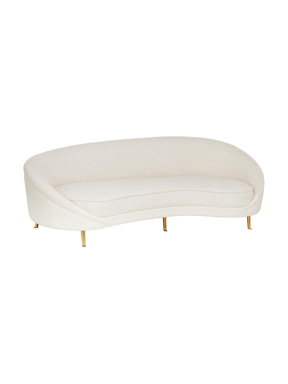 Sofa bouclé w kształcie nerki  Gatsby (3-osobowa), Tapicerka: bouclé (70% poliester, 20, Stelaż: lite drewno eukaliptusowe, Nogi: metal galwanizowany, Bouclé beżowy, S 245 x G 102 cm