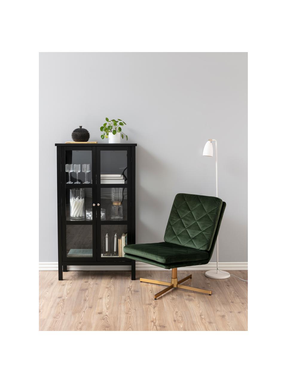 Vetrina con struttura in legno nero Eton, Fibra di media densità (MDF), vetro, Nero, Larg. 80 x Alt. 137 cm