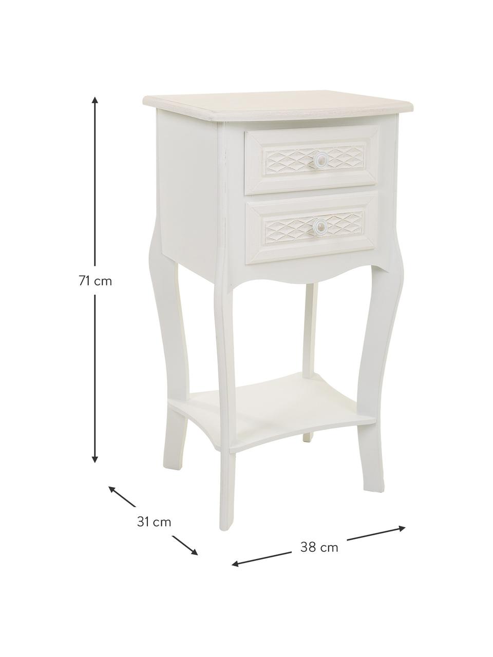 Noční stolek z jedlového dřeva Ona, Bílá, Š 38 cm, V 71 cm