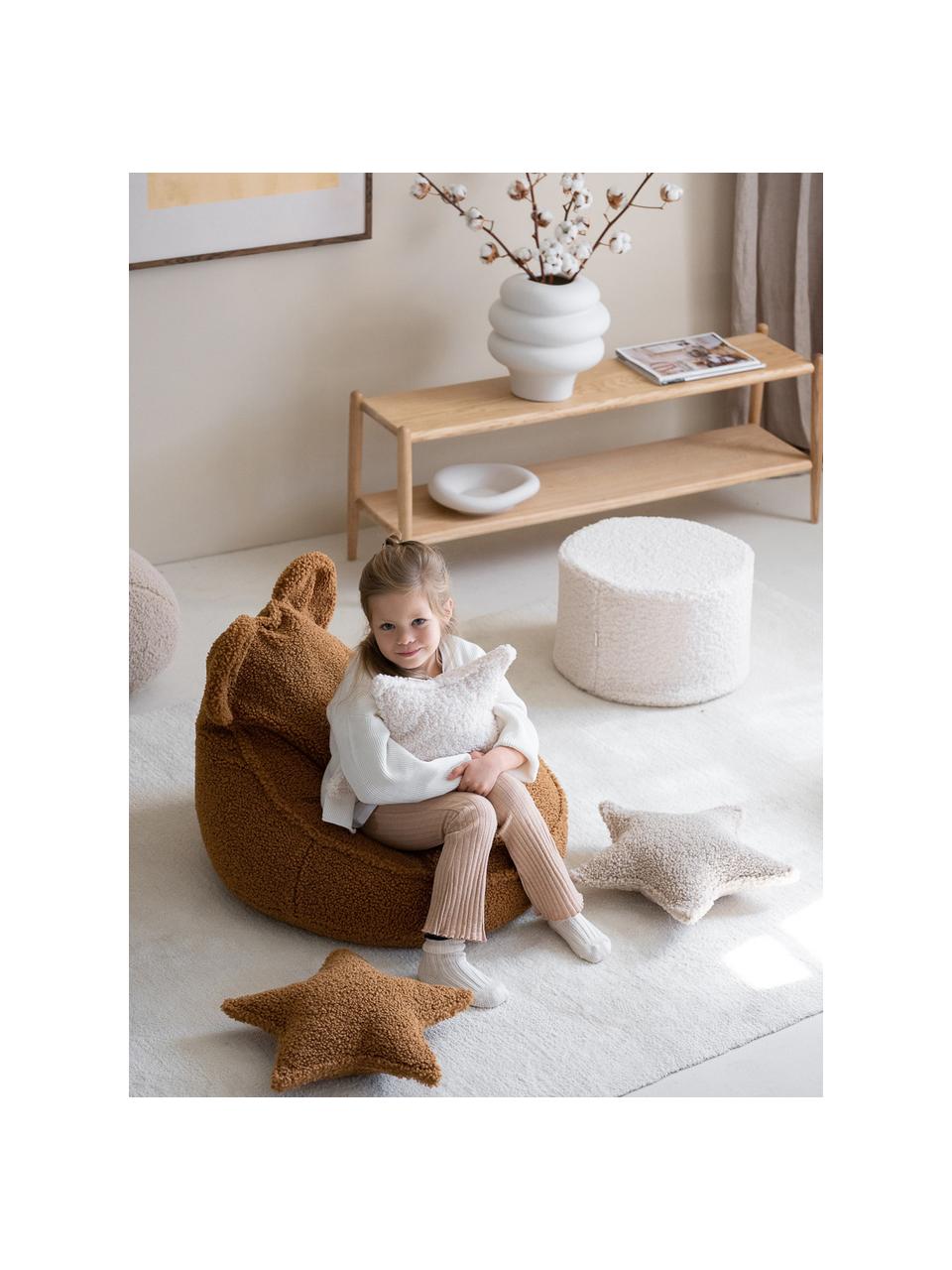 Coussin moelleux en peluche Star, Beige clair, larg. 37 x long. 40 cm