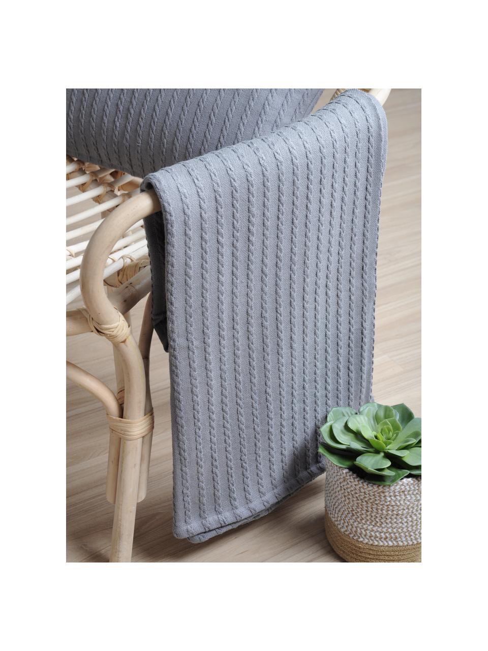 Plaid Pietro, 100% cotone, Grigio, Larg. 125 x Lung. 150 cm