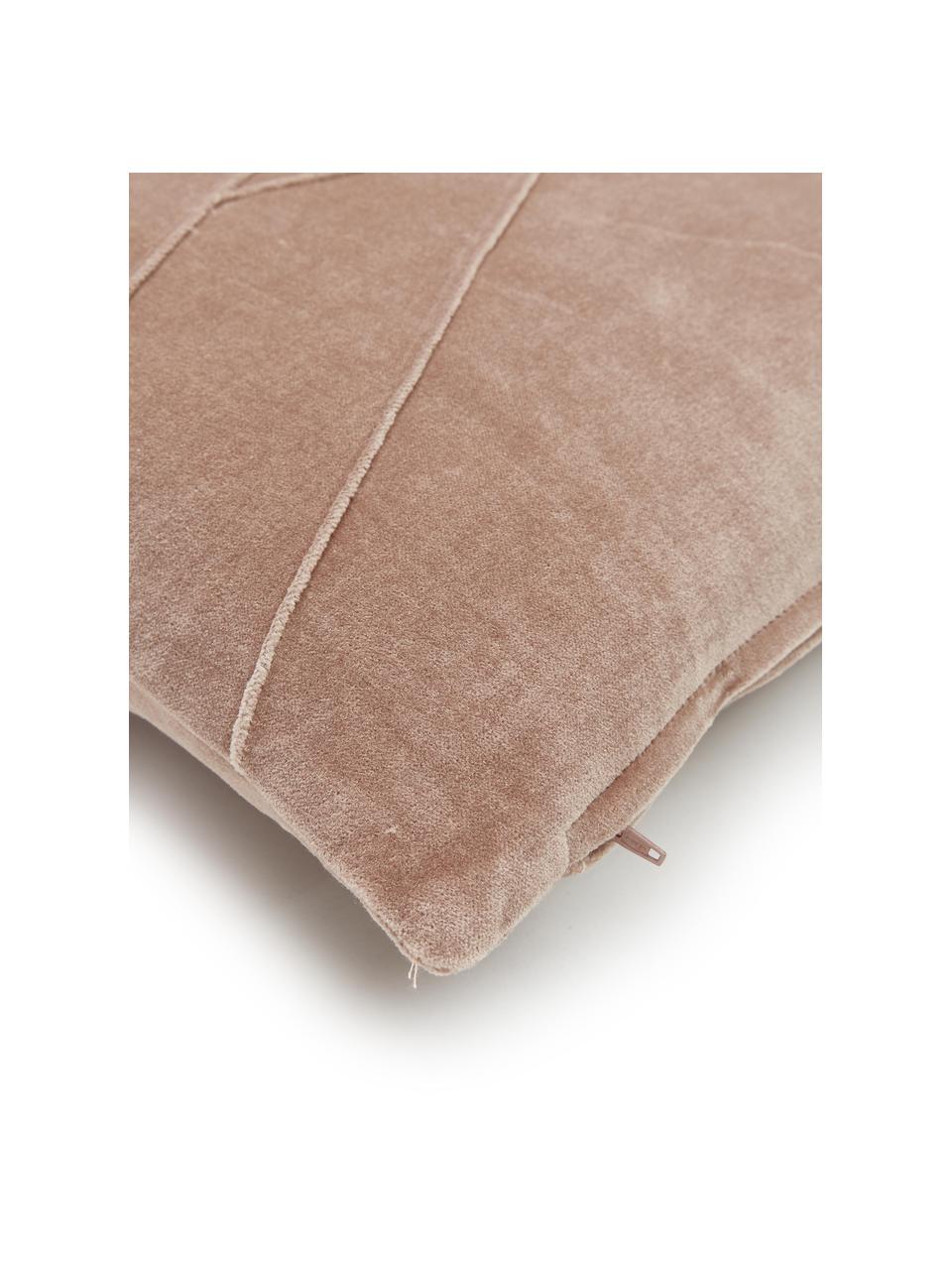 Poduszka z aksamitu z wypełnieniem Pintuck, Tapicerka: 55% rayon, 45% bawełna, Brązowy, S 45 x D 45 cm