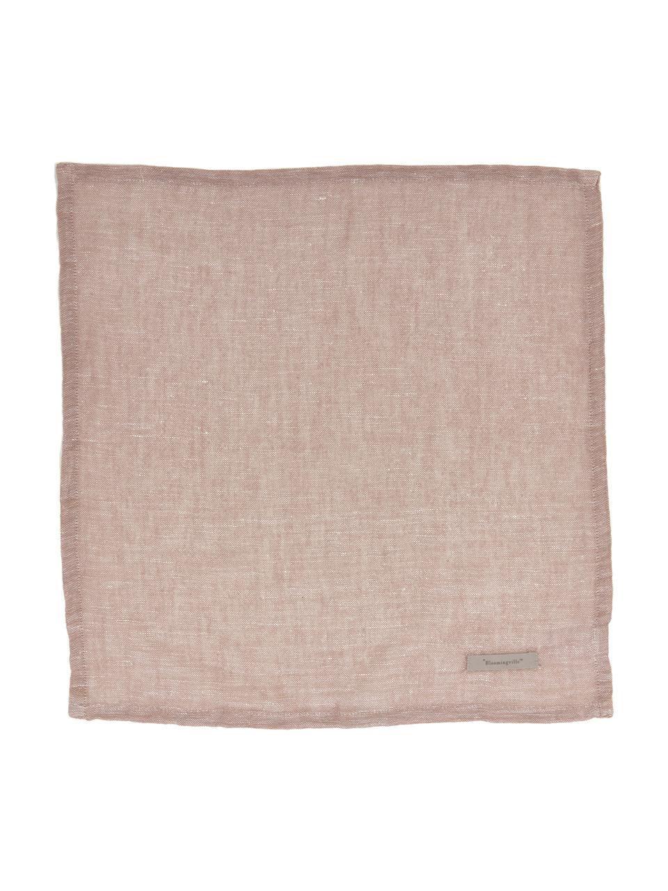 Servilletas de lino Kinia, 4 uds., 55% algodón, 45% lino, Rosa palo, An 45 x L 45cm