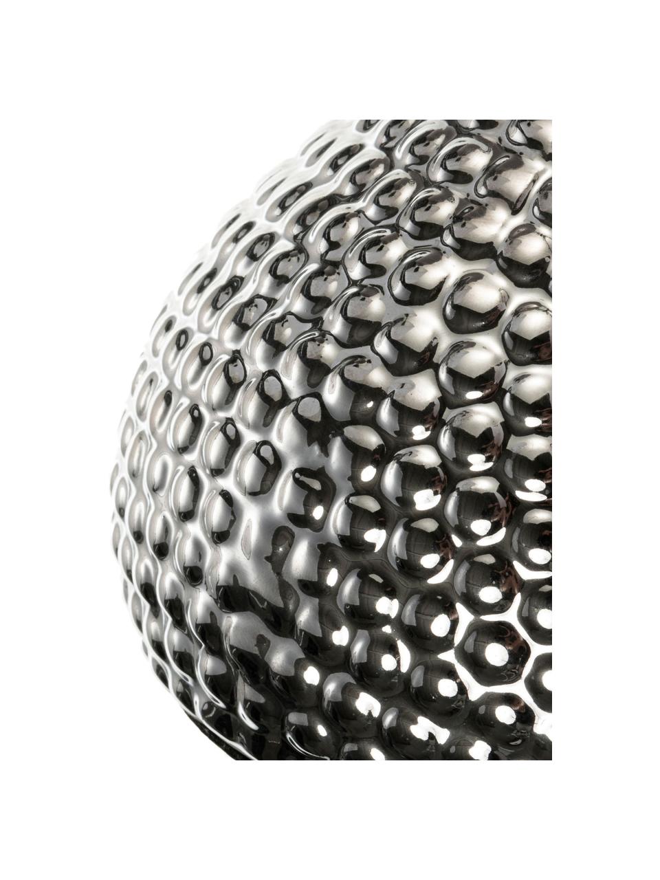 Kleine Nachttischlampe Sip of Silver aus Keramik, Lampenschirm: Baumwollgemisch, Lampenfuß: Keramik, Silberfarben, Schwarz, Ø 18 x H 29 cm