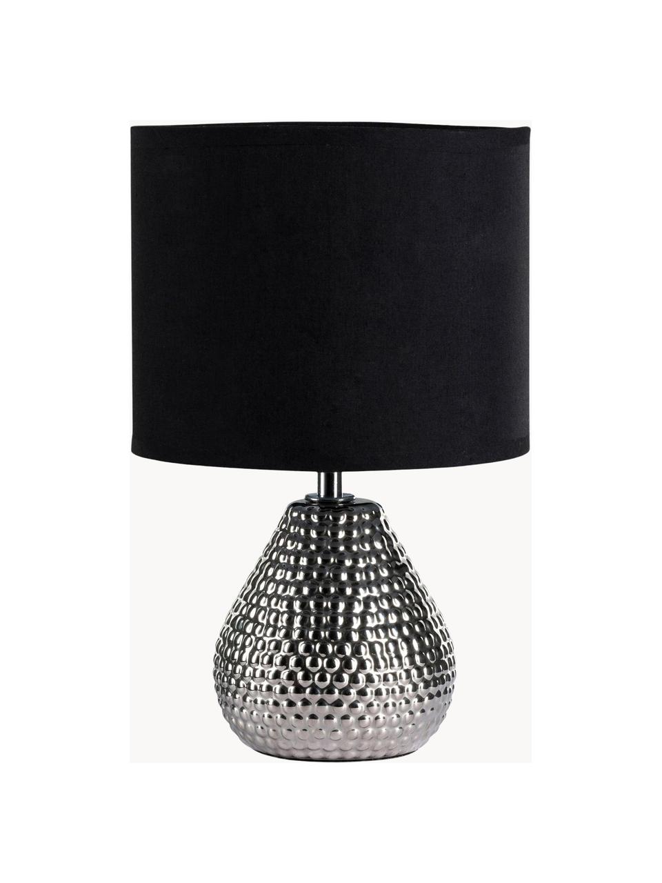 Lampada da tavolo piccola in ceramica Sip of Silver, Paralume: misto cotone, Argentato, nero, Ø 18 x Alt. 29 cm