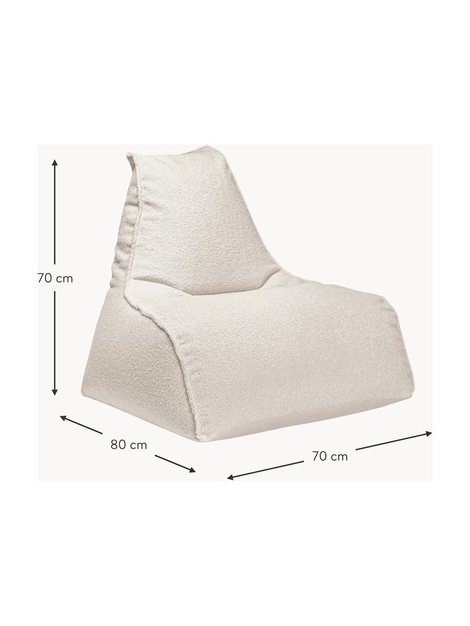 Bouclé-Sitzsack Woolly, Bezug: Bouclé (100 % Polyester) , Bouclé Off White, B 70 x T 80 cm