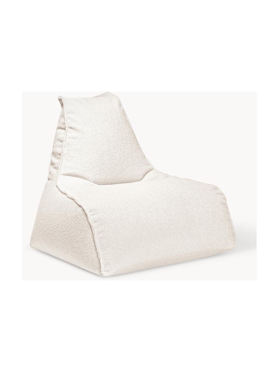 Fauteuil poire en tissu bouclé Woolly, Bouclé blanc cassé, larg. 70 x prof. 80 cm