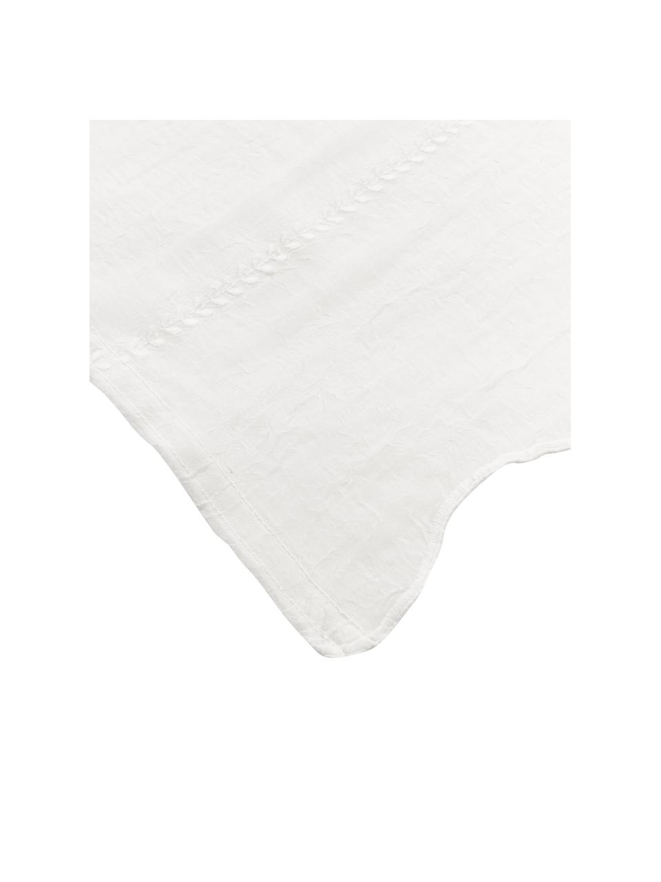 Vyšívaný ubrus s vroubkovaným lemem a výšivkou Bilia, 100 % polyester, Tlumeně bílá, Pro 6-10 osob ( Š 160 cm, D 320 cm)