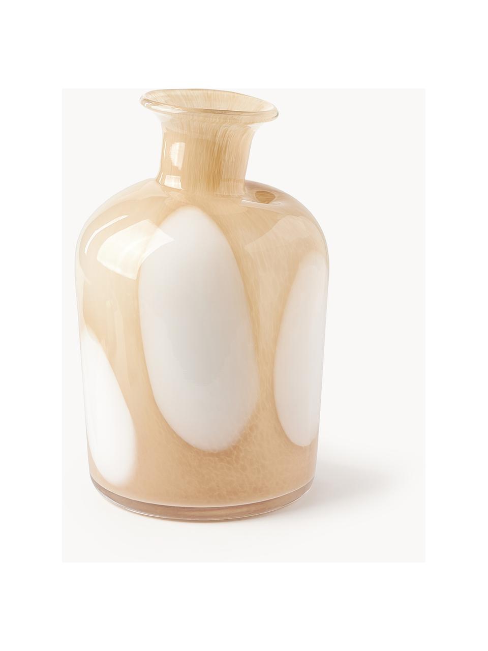 Glas-Vase Ottilie, H 24 cm, Glas, Ocker, Weiss, Ø 15 x H 24 cm