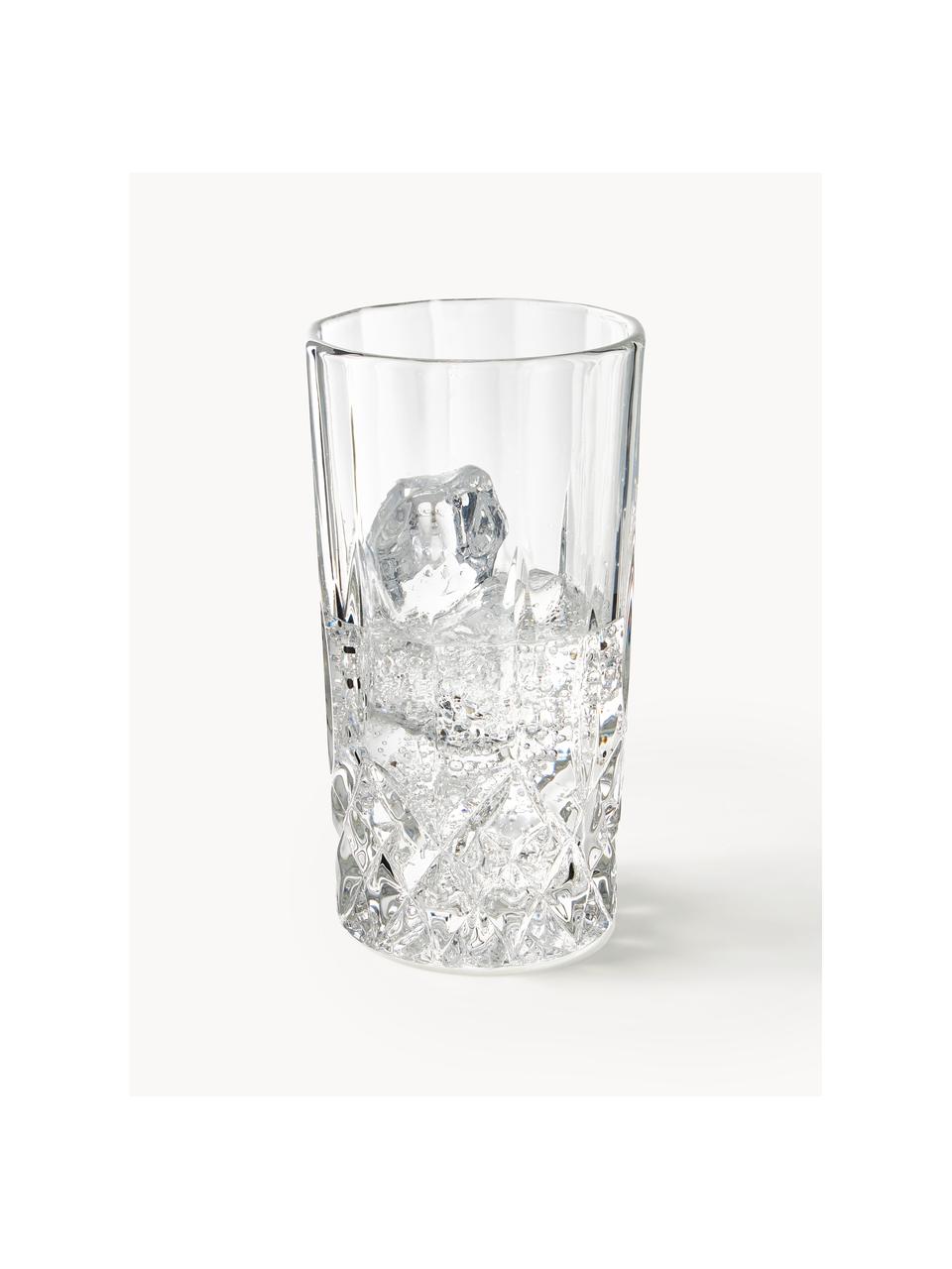 Bicchieri long drink con rilievo in cristallo George 4 pz, Vetro, Trasparente, Ø 8 x Alt. 15 cm, 380 ml