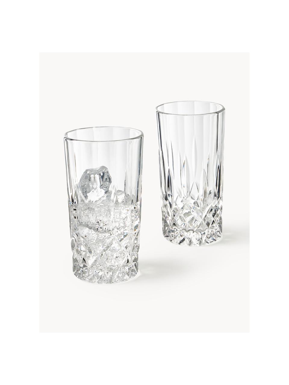 Bicchieri long drink con rilievo in cristallo George 4 pz, Vetro, Trasparente, Ø 8 x Alt. 15 cm, 380 ml