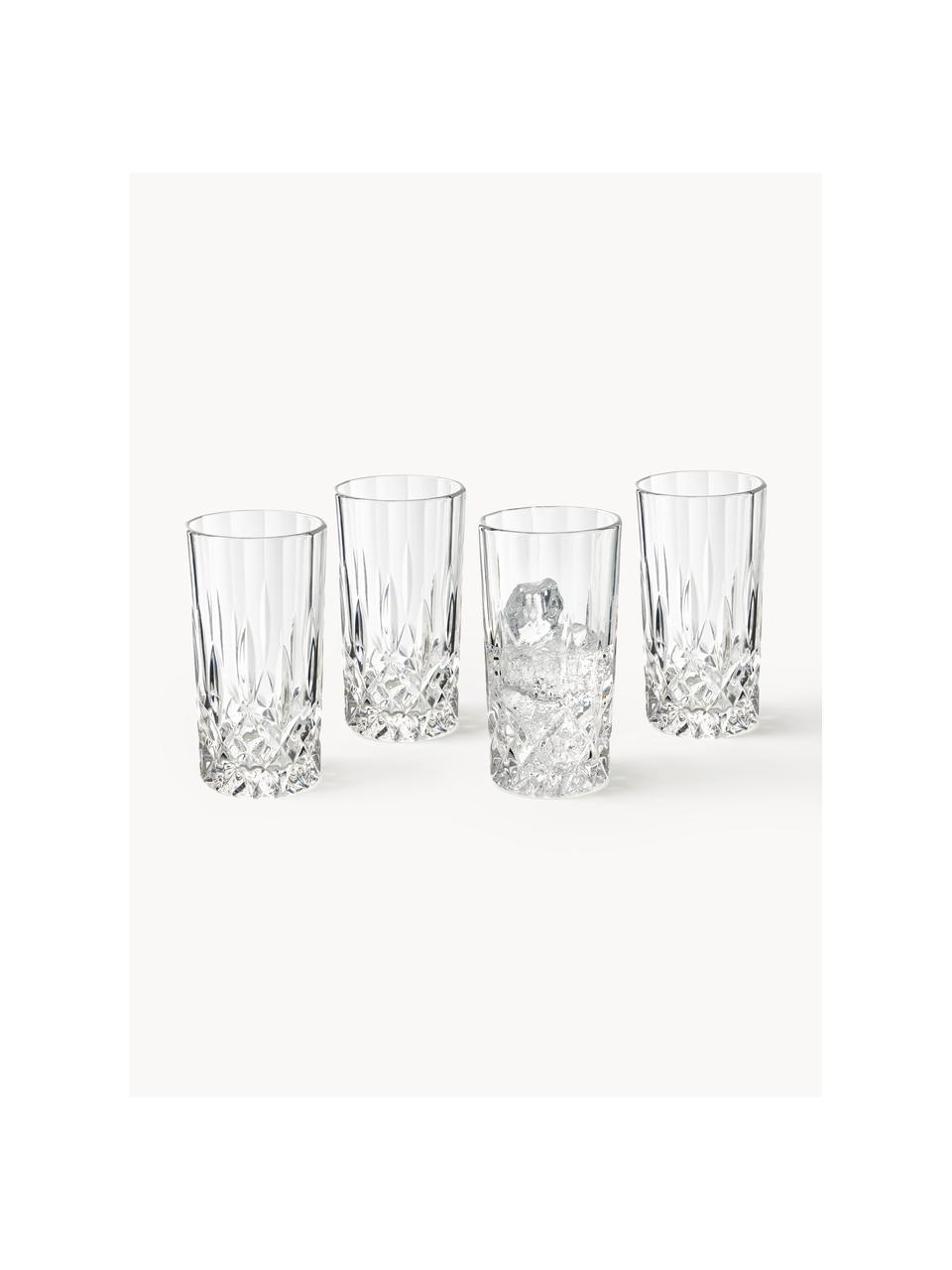 Longdrinkgläser George mit Kristallrelief, 4 Stück, Glas, Transparent, Ø 8 x H 15 cm, 380 ml