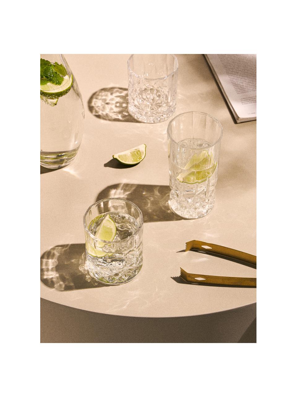 Sklenice na long drink s reliéfním vzorem George , 4 ks, Sklo, Transparentní, Ø 8 cm, V 15 cm, 380 ml
