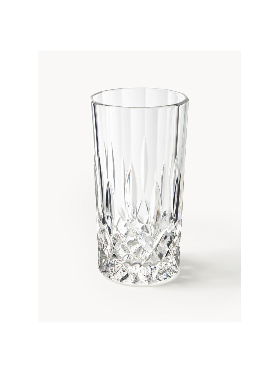 Vasos altos con relieve de cristal George, 4 uds., Transparente, Ø 8 x Al 15 cm, 380 ml