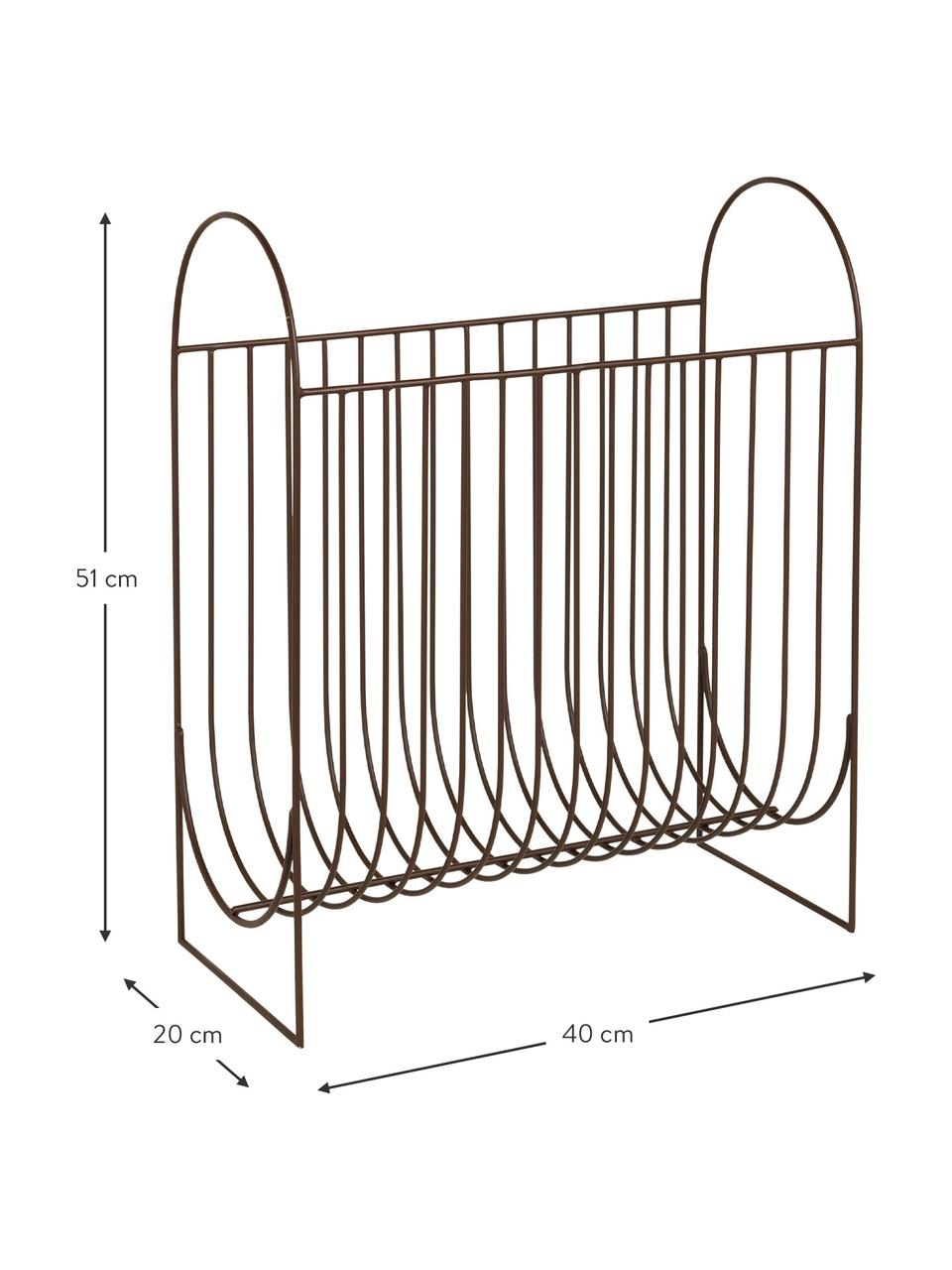 Zeitschriftenhalter Maggie, Metall, beschichtet, Dunkelbraun, B 40 x H 51 cm