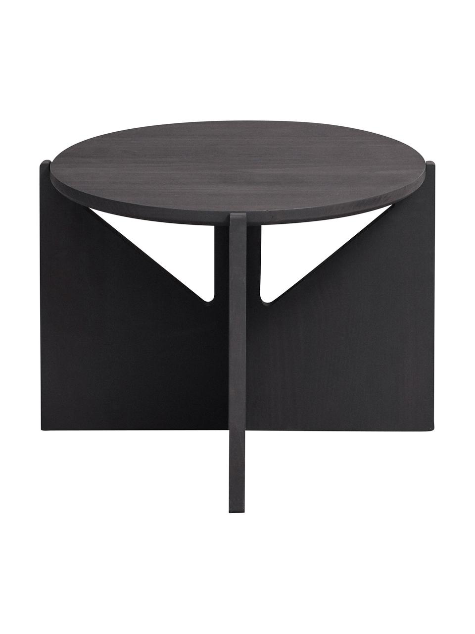 Tavolino da salotto in legno di quercia Future, Legno di quercia massiccio, laccato, Nero, Ø 52 cm