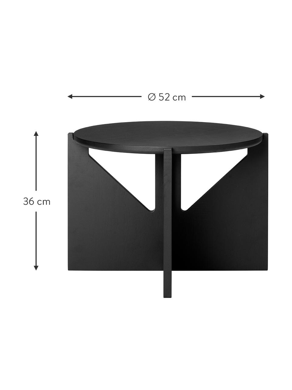 Table basse en bois de chêne Future, Bois de chêne massif, laqué, Noir, Ø 52 cm