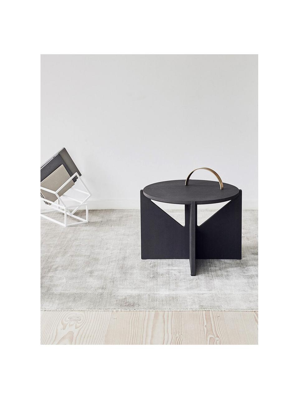 Salontafel Future van eikenhout, Massief gelakt eikenhout, Zwart, Ø 52 cm