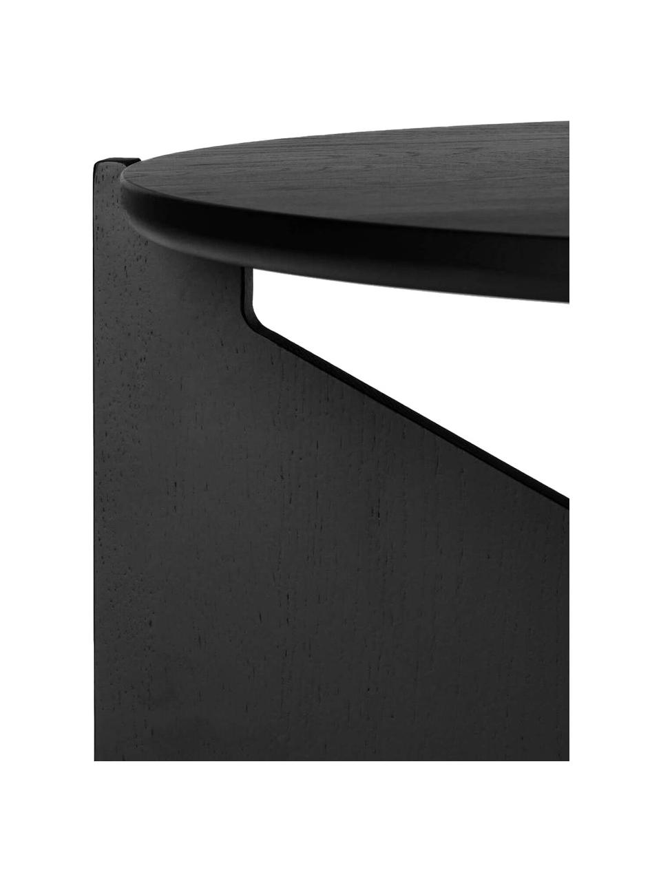 Tavolino da salotto in legno di quercia Future, Legno di quercia massiccio, laccato, Nero, Ø 52 cm