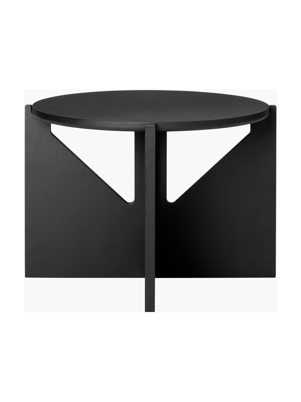Salontafel Future van eikenhout, Massief gelakt eikenhout, Zwart, Ø 52 cm