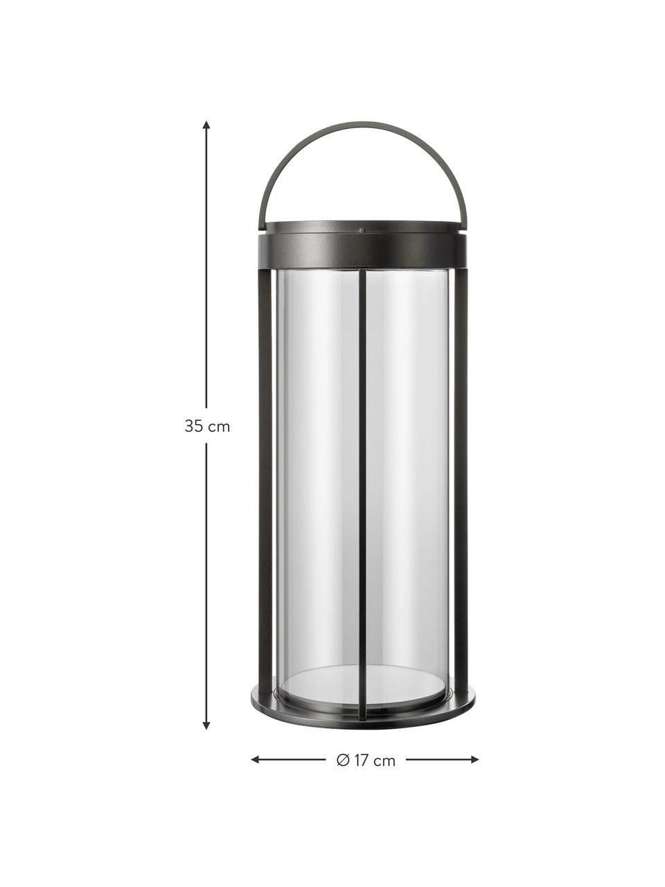 Mobile LED-Outdoor-Tischlampe Mituro, dimmbar, Gestell: Aluminium, pulverbeschich, Transparent, Schwarz, Ø 17 x H 45 cm