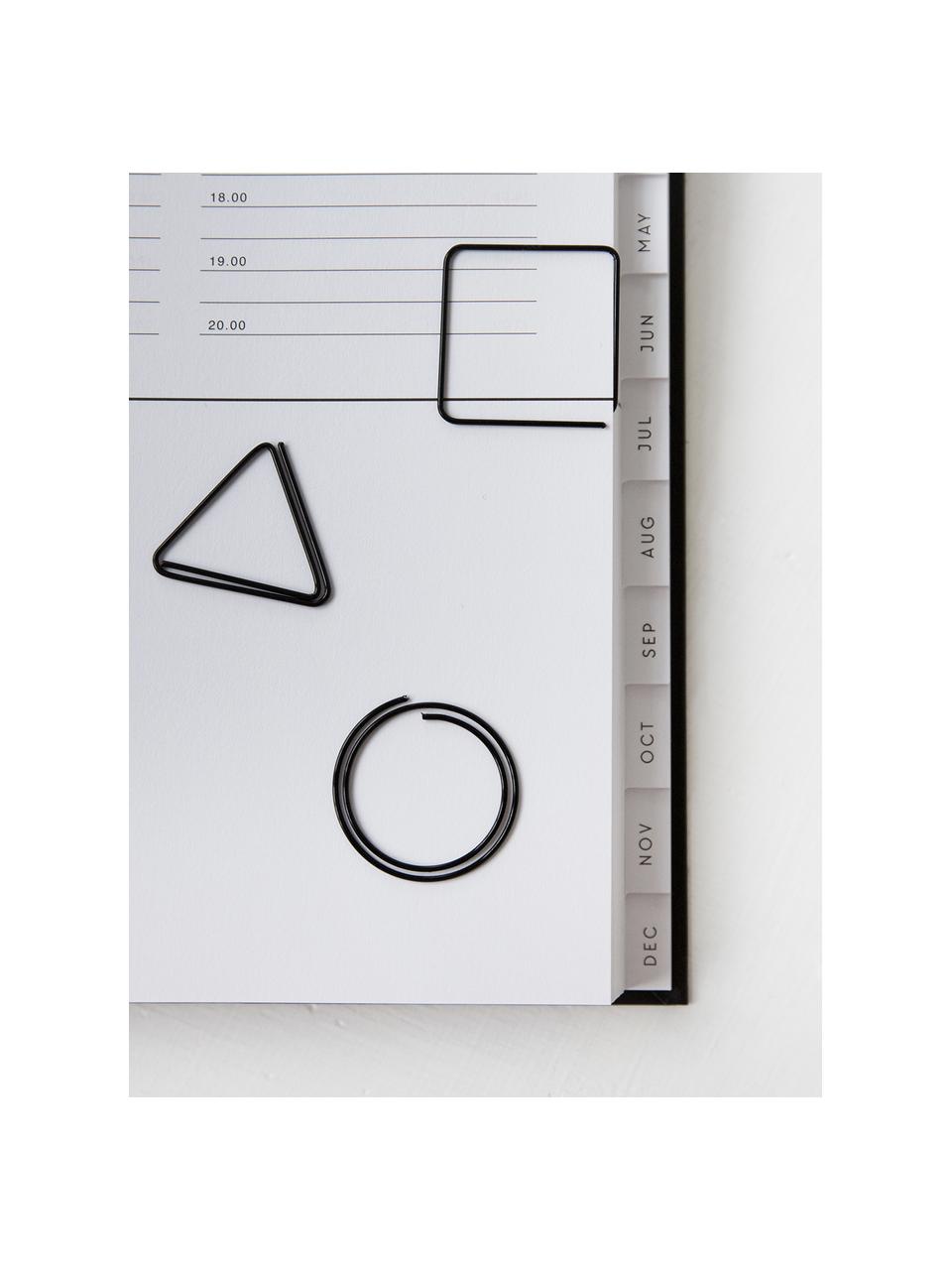 Büroklammern-Set Geometria, 9-tlg., Metall, lackiert, Schwarz, 3 x 3 cm