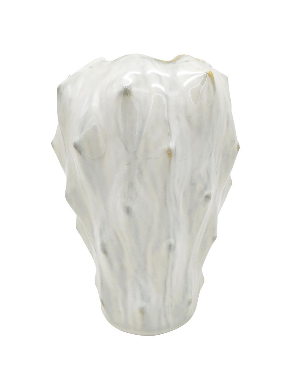 Jarrón de cerámica de diseño Flora, Cerámica, Blanco, gris, Ø 20 x Al 27 cm