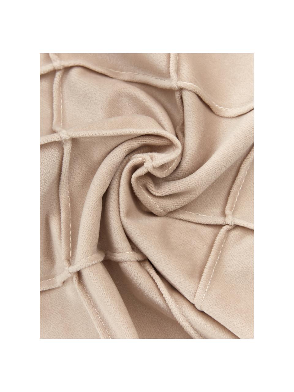 Fluwelen kussenhoes Luka in beige met structuur-ruitpatroon, Fluweel (100% polyester), Beige, B 50 x L 50 cm