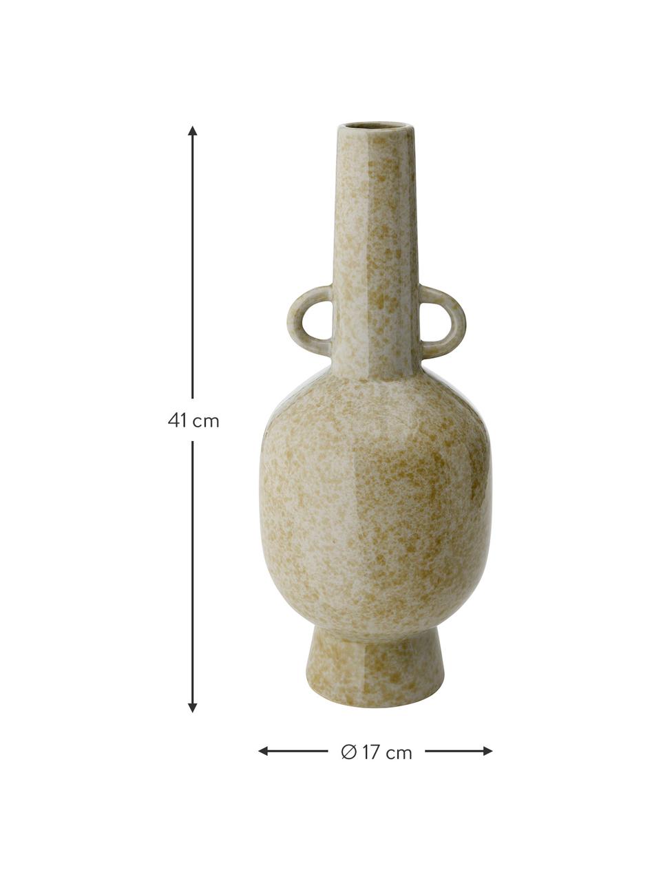 Große Vase Linn aus Steingut, Steingut, Beige, Ø 17 x H 41 cm